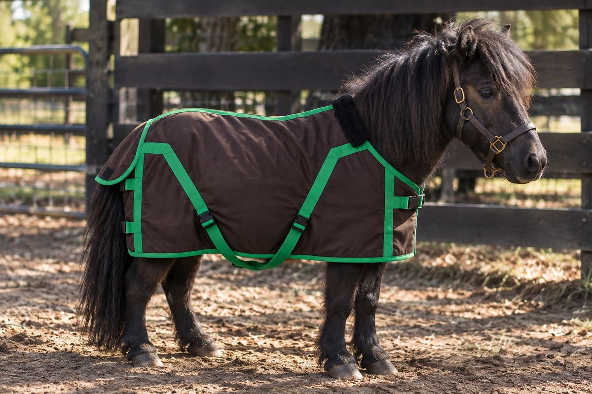 Manta minihorse café con reatas verdes